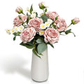 Fake Flowers in Ceramic Vase, Artificial Pink Flower Bouquet with Vase Floral Arrangements for Mantel Dining Table Coffee Table Centerpieces - Dusty Pink - color: Dusty Pink