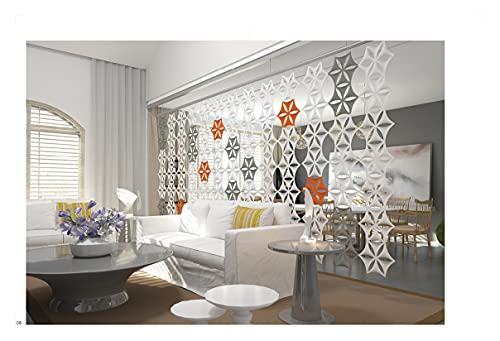 Felt Fiber Surface High Density Polyester Fiber Board 3D Flower Venus 14"x12" Hanging Room Divider Panel Cut Room Partition Home Decoratio(12 Pcs) (Orange) - color: Orange