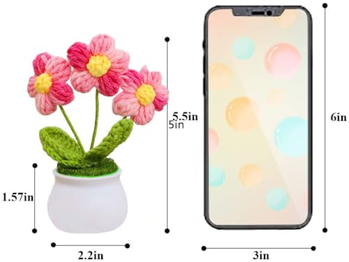 Crochet Flowers Cute Flower for Women,Knitting Flowers Gift for Friends,Mother, Coworkers, Valentines,Graduation, Christmas,Office Desk & Home Decoration(Pink) - color: Pink