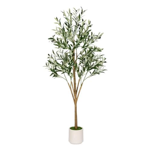 Artificial Olive Tree - Tall Indoor Faux Olive Tree with Planter & Basket, Realistc Fake Olive Tree with Fruits for Home Office Decor Living Roomi (5ft) - size: 5ft