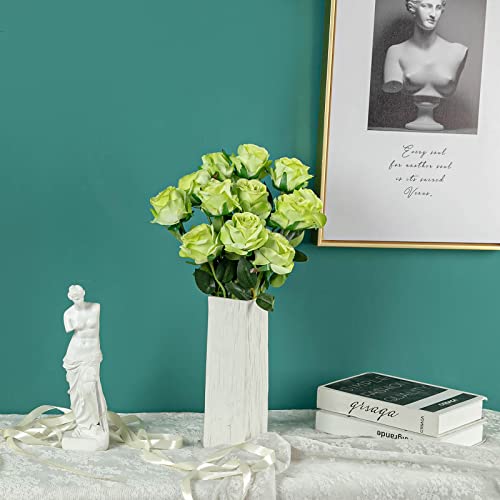 Hawesome 12PCS Artificial Silk Flowers Realistic Roses Bouquet Long Stem for Home Wedding Decoration Party (Green) - color: Green, size: 12Pcs Flowers