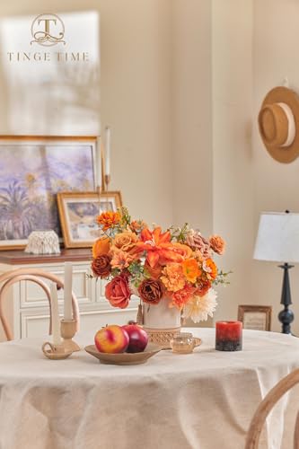 TINGE TIME Fake Flowers Artificial Flowers Peonies Bulbous Chrysanthemum Daisy Hydrangea Sunflower Violets Dahlia Daffodils Epiphyllum Orchid Cherry Blossom Camellia Leyaron (Burnt Orange) - color: Burnt Orange