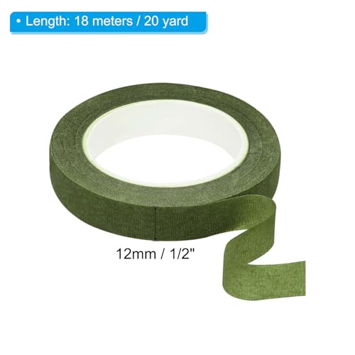PATIKIL Floral Tape 1/2" x 20 Yard / 12mm x 20m, 3 Pack Flower Wrap Adhesive Tape for Bouquet Stem Wrapping, Grass Green - color: Grass Green