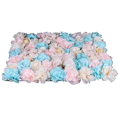 12 Pcs Artificial Flower Wall Panels 60x40cm 3D Flower Background for Wall, Wedding Flower Decorations Wall Silk Rose Panels for Candy Wall, Photo Areas, Stage Background(Dahlia + Rose + Hydrangea) - color: Orchid Powder