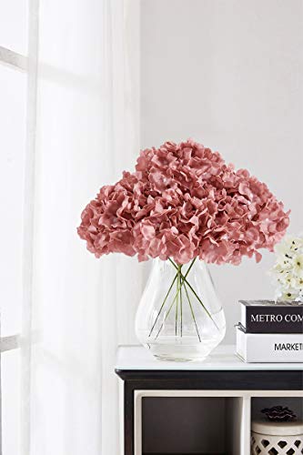 Hydrangea Silk Flower Heads 10 Dusty Rose Artificial Hydrangea Silk Flowers Head for Wedding Centerpieces Bouquets DIY Floral Decor Home Decoration with Long Stems - color: 10pcs Dusty Rose, size: Large
