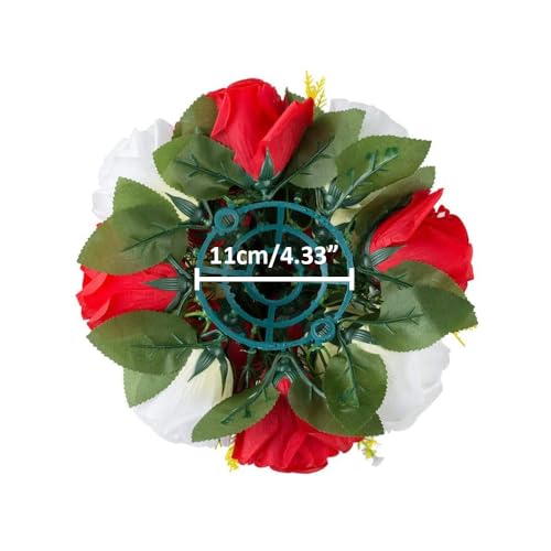 10Pcs Artificial Flower Ball Arrangement, Fake Floral Centerpieces Wedding Roses Bouquet for Parties Valentine's Day Wedding Centerpieces and Home Decor (Red & White) - color: Red & White