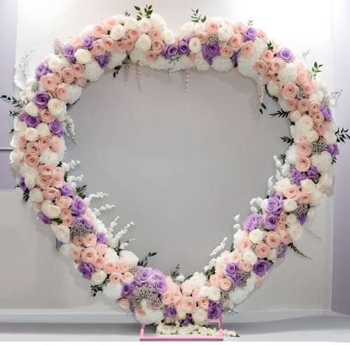 Heart Shape Wedding Metal Arch Backdrop Pink Flower Balloon Arbors Stand for Wedding Birthday Party, Graduation Decorations and Baby Shower 2M - size: Pink 6.6FT