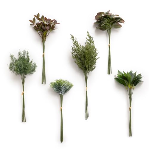 Ling's moment Artificial Greenery Stems Box Set, Faux Greenery Picks for DIY Bridal Bouquets Wedding Floral Arrangement Table Centerpieces, Black Forest - color: Greenery Combo- Black Forest
