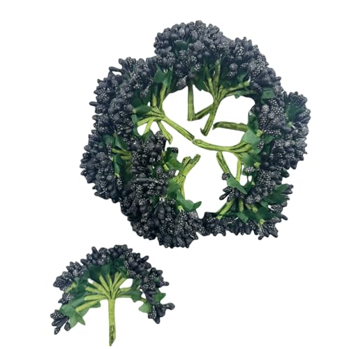 Rikyo 144pcs Artificial Mini Black Flower Stamen Pistil and Soft Stem,20mm | Tiny Berry for DIY Wedding Make Bridal Hair Clips,Cake Top,Wrist Corsage Boutonniere,Candle Rings Wreath Bracelet Flower - color: Black