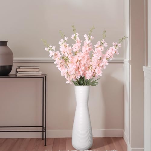 6PCS Light Pink Delphinium Artificial Flowers 33" Larkspur Silk Flowers Long Stem Artificial Flowers for Tall Vase Wedding Centerpieces for Tables Home Decor Indoor (Light Pink) - color: Light Pink