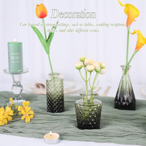 UPBUD Glass Bud Vases Set of 5, Mini Flower Vase for Centerpieces, Small Clear Vases in Bulk for Wedding Decorations, Vintage Vase for Table, Recepetion, Home Décor (Green) - color: Standard-green, size: 5pcs