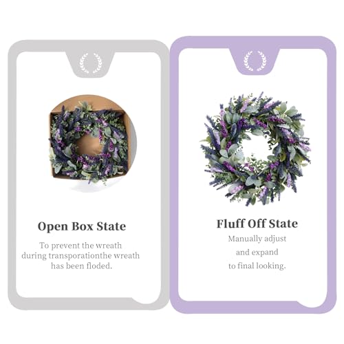 Lavender Wreaths for Front Door, 20 inch Artificial Farmhouse Wreaths for Wall Window Party Wedding Decor Indoor Outdoor Spring Summer Fall Decoration - size: 20 Inch