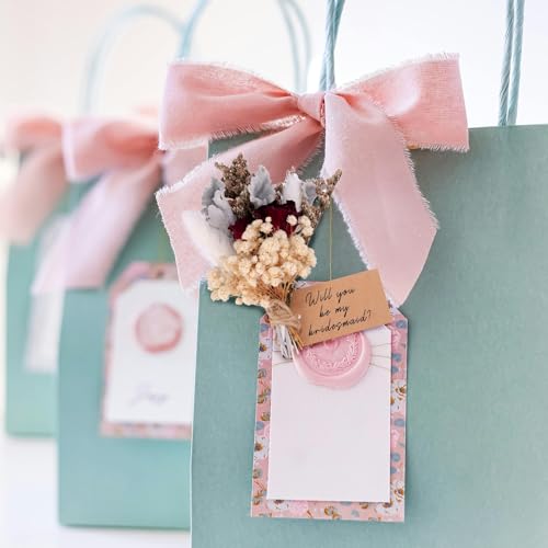 Mini Bouquet Proposal Gifts for Bridesmaid - Dried Rose with Baby's Breath, Natural Dried Flowers Decor for Bridesmaids Proposal Box, Romantic Wedding Keepsake for Bridal Shower Bachelorette Party - style: rose