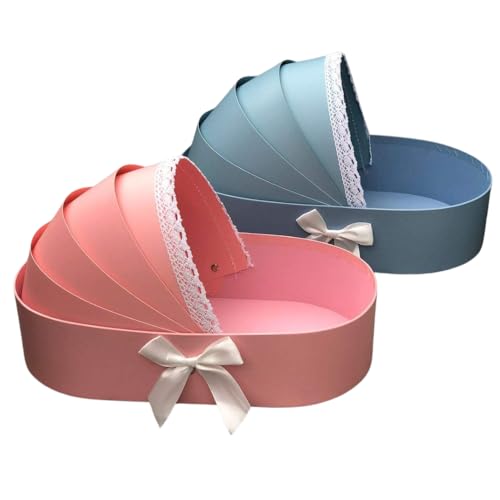 UNIKPACKAGING Premium Quality European Style Gender Reveal Gift Basket, Its a Boy/Girl Floral Box for Luxury Style Flower Arrangements (Blue) - color: Blue