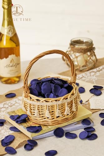 TINGE TIME 200pcs Silk Rose Petals Navy Blue Flower Petals for Wedding, Flower Girl Basket, Aisle Runner, Romantic Dinner Centerpieces, Proposal, Party Confetti - color: Navyblue