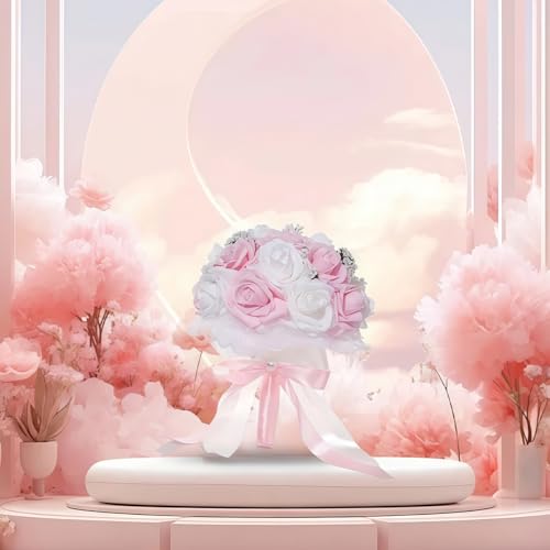 UPSTORE 4Pcs Lace Bouquet Collar DIY Bouquet Holder Wedding Bridal Bouquet Collar Lace Decoration Bouquet Holder Flower Handle Holder for Wedding Party Decoration Supplies