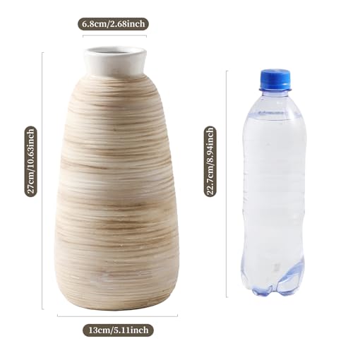 ALMA White Ceramic Vase 11 Inch Tall, Boho Vases for Tulips, Large Table Vase for Pampas Grass in Any Modern Home Decor, Kitchen Table Centerpiece, Shelf, Mantel Decor - color: Tapered-white-11''