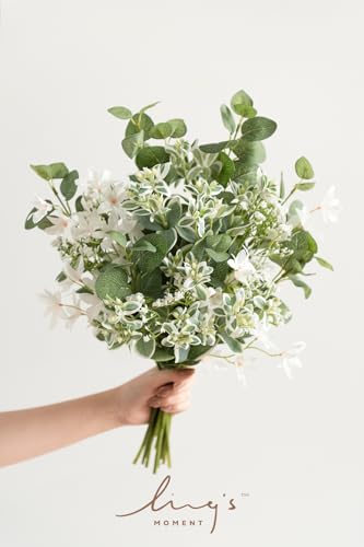 Ling's moment Artificial Greenery Stems Box Set, 15pcs with 4 Kinds of Faux Greenery Picks for DIY Bridal Bouquets Wedding Floral Arrangement Table Centerpieces, Tender Green & Sage Green - color: Grn-tender Green & Sage Green