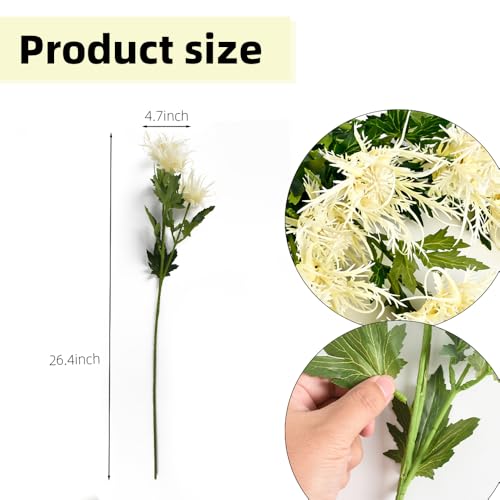 Artificial Thistle Flower Bouquet 2Pcs, White Artificial Eryngium Flowers Faux Thistle Artificial Spray Eryngiums Plants Simulation Sea Holly for Wedding Home Decoration Floral Arrangements