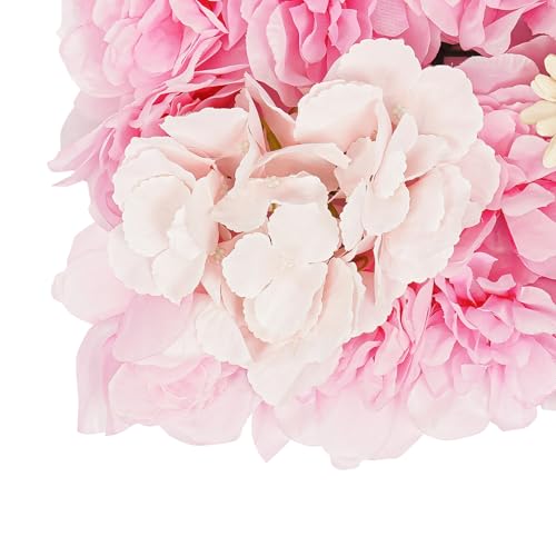 12-Pack Flower Wall Backdrop, 15"x15" Artificial Rose Floral Panels, 3D Silk Hydrangea Flowers Panels for Spring Wedding Photo Photography Backdrop Event Party Decoration (Pink) - color: Pink