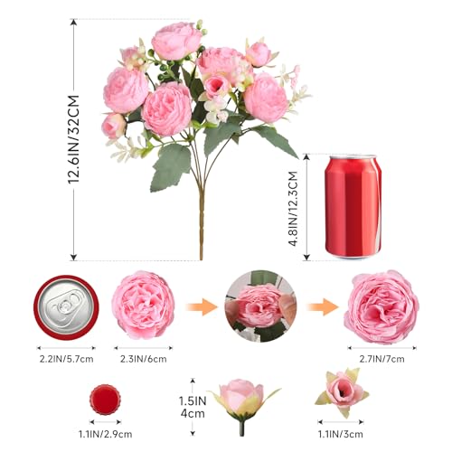 Luyue 8 Packs Peonies Artificial Flowers Vintage Faux Peony Bouquet Fake Flower for Vase Silk Floral Arrangements for Table Centerpiece Wedding Decoration Indoor Home Decor - color: Light Pink-8pcs