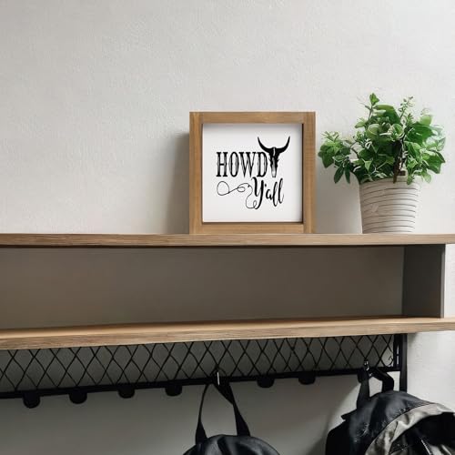 Western Bathroom Decor, Wooden Howdy Yall Sign Cowboy Wall Art, Southwestern Table Shelf Home Decoration Farmhouse Home Decoration - color: howdy yall-W