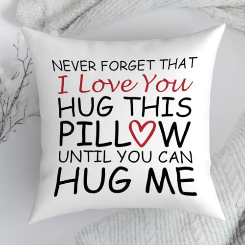 Fokongna Couch Pillowcase Lover I Love You Hug This Pillow Until You Can Hug Me 18 x 18 Inches Valentine's Day Birthday Gifts Give to Girlfriend Grade Flannel Waist Pillowcase - color: Love You