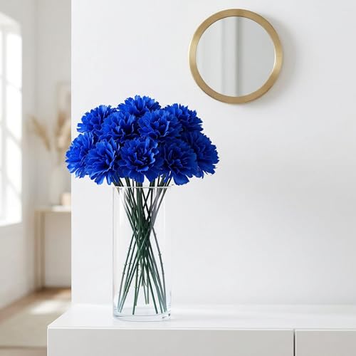 Larksilk 1000 Pack Royal Blue Carnations Artificial Flowers, Silk Heads | Bulk 1000 royal blue silk carnation heads on 5in wired stems for wedding centerpieces, bouquets & DIY crafts - color: Royal, size: 1000