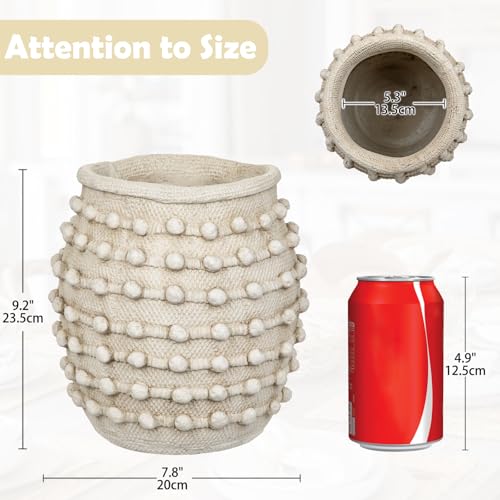 Rustic Farmhouse Vase, Boho Beige Vase for Pampas Grass Large Textured Knotted Vases for Flowers Decorative Cement Floral Vases for Home Decor, Living Room, Dining Table - color: Cream