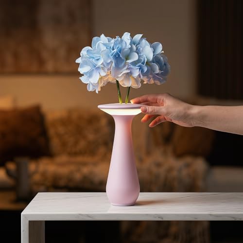 Rechargeable Vase Lamp, Cordless Flower Table Lamp | Portable LED Small Night Light, For Restaurant & Dining Room, For Bedroom Office, Unique Birthday Gifts for Women - color: Pink