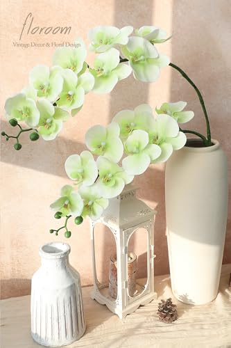 Floroom 2pcs Faux Phalaenopsis Orchid Fake Artificial Flower with Stems, Real Touch Large Blooms 40 Inch for DIY Bouquets, Wedding Centerpieces & Home Decor, Elf Green - color: Elf Green