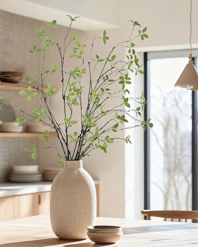 DuHouse 47" 5Pcs Artificial Ficus Branches Fake Greenery Stems Faux Ficus Twig Plants for Home Office Table Vase Filler Decoration - color: Green, size: 47"