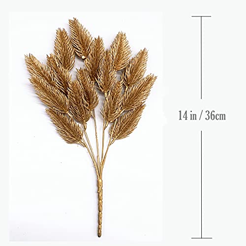 CATTREE Artificial Gold Plants Plastic Fake Grass Faux Shrubs Simulation Bushes Home Indoor Outdoor Garden Leaves Wedding Festival Decoration Hall Table Planter Filler – Golden Pine Cones 4 Pack - color: Golde Pine Cones - 4 Pcs