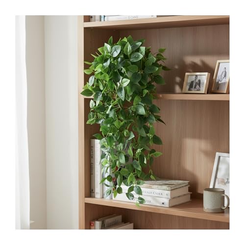 35.5" Artificial Pothos Ivy Plants Set of 2 with Pots, Fake Hanging Greenery Silk Leaves for Home Decor, Realistic Faux Plants for Shelf Tabletop Office, No Maintenance Needed (Light & Dark Green)