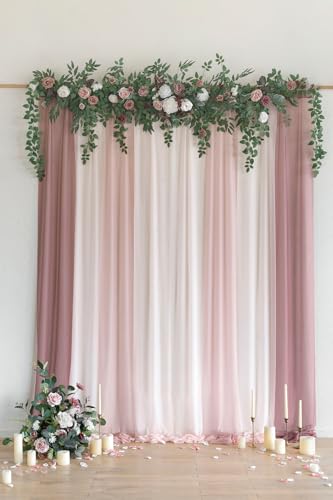 Ling's Moment 6.5FT Backdrop Floral Garland, Spring Artificial Wedding Arch Flowers Pink Decor, Blush Ceremony Reception Hanging Dusty Rose Arbor Arrangement Outdoor Party Swag Home Garden Decorations | Spring Artificial Wedding Arch Flowers, Ceremony Rec