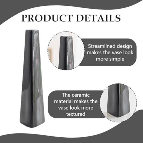 Small Ceramic Bud Vase Square Flower Single Stem Vase Black Modern Home Decorative Floral Centerpiece for Wedding and Office - color: Black