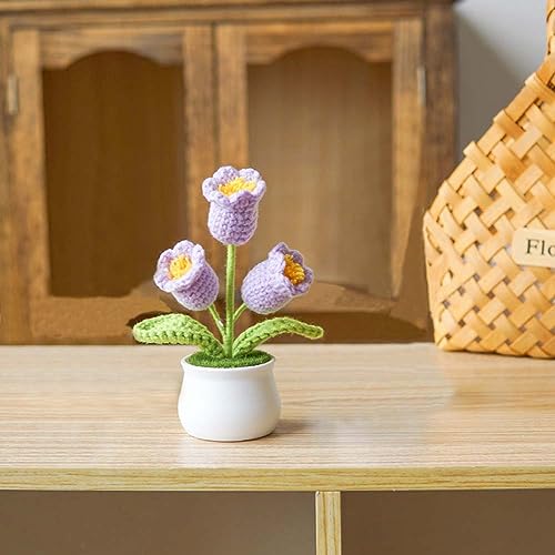 Crochet Flowers Cute Flower for Women,Knitting Flowers Gift for Friends,Mother, Coworkers, Valentines,Graduation, Christmas,Office Desk & Home Decoration(Purple) - color: Purple