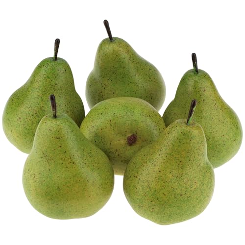 Gresorth 6pcs High Grade Fake Green Pear Decoration Artificial Realistic Fruit Simulation for Home Party Holiday Christmas Display - color: R