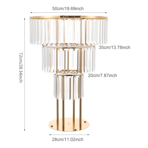 2Pcs 3 Tiers Wedding Centerpieces Vase, 28.34" Tall Wedding Centerpieces Crystal Flower Stand, 3-Tier Crystal Vase with 11" Round Base for Party Event Home Decoration (Gold) - color: 3 Tiers+gold+11"round Base