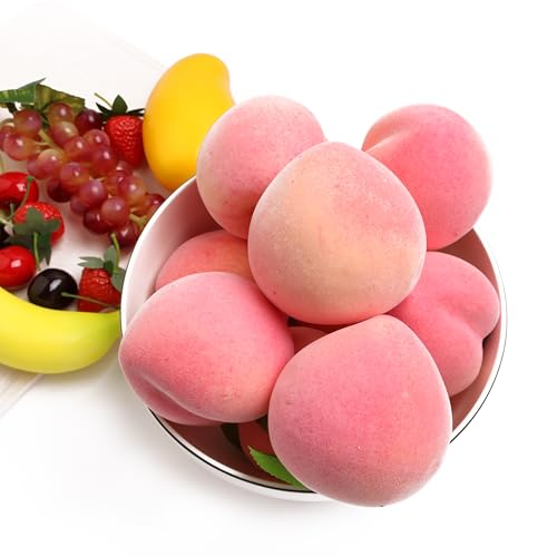 Caihao 9PCS Fake Red Peach Fruit Realistic Foam Peach Fruit is Suitable for Store Decoration, Flower Arrangement, Fruit Bowls, Shops, Cabinets, Photography Props and Other Home Decorations. - color: Red Peach 09