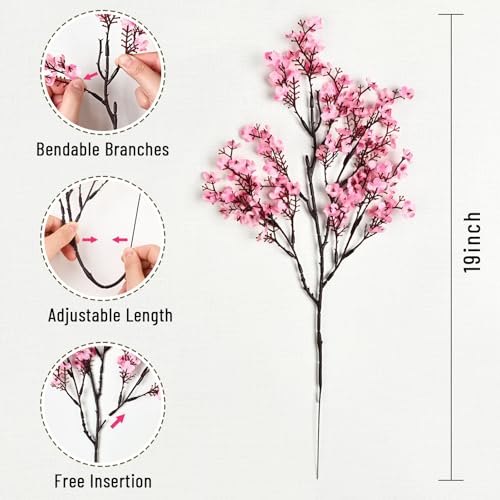 Waipfaru 15Pcs Fake Flowers Babys Breath Silk, Real Touch Pink Artificial Flowers Bulk with Bendable Stems, Pink Faux Flowers Babys Breath for Valentine's Day Spring Wedding Party Decor - color: Pink, size: 15pcs