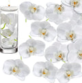 20 Pcs White Artificial Orchid Flower for Floating Candle Centerpieces, Faux Flower Head and stem DIY Crafts Bouquet for Bridal Bouquets Flower Arrangements Table Centers Home Decor.