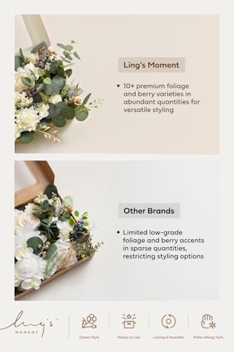 Ling's moment Fake Flowers Box, Faux Artificial Greenery Stems Foam Roses Silk Dahlia Hydrangea Eucalyptus Fabic Flower for Centerpieces Bouquet Wedding Vase, White & Black & Golden, Deluxe Combo - color: Wht-white & Black & Golden, size: Deluxe