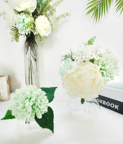 Artificial Flowers Combo Delicate Mint Green Mixed Flowers with Stem for DIY Wedding Bouquets Centerpieces Baby Shower Party Home Decorations - color: Delicate Ivory&mint Green
