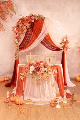 TINGE TIME Artificial Sweetheart Flower Swag with Tablecloth and Table Runner, Pack of 3 Floral Arrangement for Autumn Wedding Sweetheart Table Centerpiece Fall Decoration (Maple Red) - color: Maplered