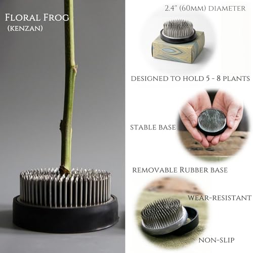 Ikebana Bowl Kit - Ikebana Vase (Japanese Flower Bowl Vase) with 2.4'' Floral Frog, Ikebana Set for Japanese Flower Arrangement (White, 2.4'' Floral Frog Included) - color: White, size: 2.4'' Floral Frog Included