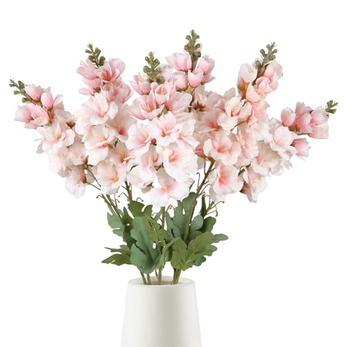 6PCS Pink Gladiolus Artificial Flowers 33.5in Long Stem Fake Silk Flowers Faux Gladiolus for Tall Vases Wedding Home Party Centerpieces Table Decor Floral Arrangements (Light Pink) - color: Light Pink