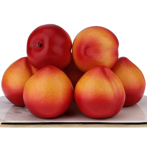 Gresorth 6pcs Artificial Peach Decoration Fake Nectarine Fruit Display Faux Lifelike Fruits Ornament Home Party Kitchen Christmas - color: Nectarine