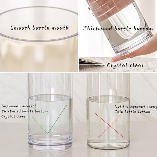 3 Clear Acrylic Cylinder Vase for Centerpieces, Tall Cylinder Plastic Hurricane Vases, Large Unbreakable Flower Vases for Wedding Bouquet (D 4.8" X H 8" + H 10" + H 12" Set of 3 + 2 Holder) - color: 3 Clear - L