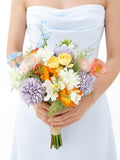 Rinlong Pastel Bridesmaid Bouquet for Wedding, Prom, Homecoming | Silk Bridal Bouquet, Destination Friendly - color: 03-pastel Pink & Purple